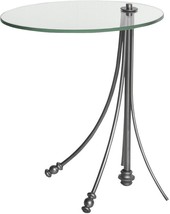 Side Table Sandro Luna Bella Hand-Forged Iron Silver Glass Top Made in USA - £1,035.97 GBP