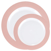 7.5&quot; and 10.5&quot; Disposable Plastic White Pink Dinner Plates Combo Party Set 64pcs - £46.00 GBP