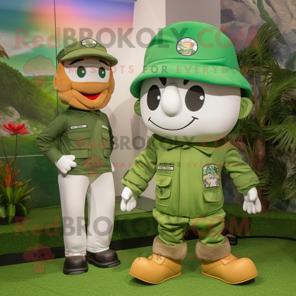 White Green Beret mascot costume character dressed with a Bermuda Shorts... - $1,199.00