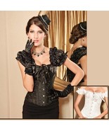 Renassiance Brocade Cap Sleeved Goth Corset Lace Up Back Strong Cord Ste... - £39.12 GBP