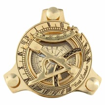 Maritime Nautical Sundial Compass 3 Inches, Brass Golden And Vintage Sun Clock - £46.41 GBP