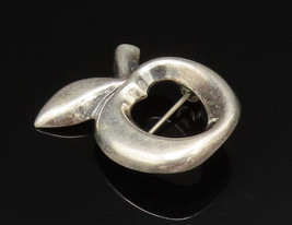925 Sterling Silver - Vintage Sculpted Bitten Apple Brooch Pin - BP9689 - £26.13 GBP