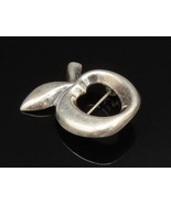 925 Sterling Silver - Vintage Sculpted Bitten Apple Brooch Pin - BP9689 - $45.98 CAD