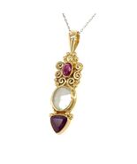 18K Yellow Gold Sajen Pendant with Ruby &amp; Mother of Pearl - $2,606.40