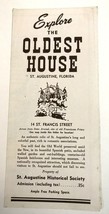 1950s Saint Augustine Florida FL Oldest House Advertising Travel Map Bro... - $9.76