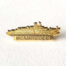 Vintage SS Seabreeze Dolphin Cruise Lines Souvenir Gold Tone Lapel Pin 1.3” - £15.65 GBP