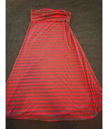 Rue 21 Pink &amp; Gray Fold Over Waist Striped Maxi Skirt Size Large - $22.31 CAD