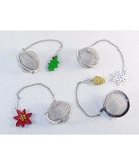 2” Stainless Steel Tea Ball Infusers, Set of 4 Assorted Holiday Charms O... - £15.49 GBP