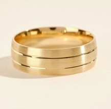 7mm Comfort Fit Men&#39;s Wedding Band Ring Gift 14K Yellow Gold Plated 925 Silver - £113.86 GBP