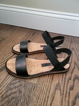 Matt Bernson Women&#39;s Fritz Sandals Black Leather and Cork, Sz 7 - $39.59