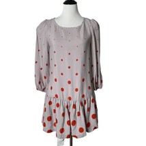 Meadow Rue Womens Red Polka Dot Short Dress Drop Waist 3/4 Sleeves Size 4 - £22.15 GBP