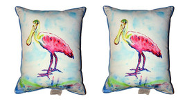 Pair of Betsy Drake Betsy’s Pink Spoonbill Large Pillows 16 Inch X 20 Inch - £69.58 GBP