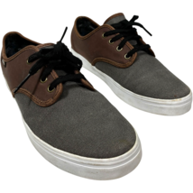 Van&#39;s women&#39;s Brown Leather / Grey Canvas Off The Wall Lace-up Sneakers ... - $23.11