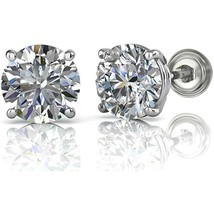 2 ct. Moissanite Stud Screw Back Earrings - 14k White Gold - Sparkling - $132.76