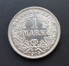 Germany 1 Mark Silver Coin 1914 E Unc Nr - $23.02