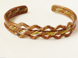 Fashion Brass Silver Copper weaved metal gold tone intricate cuff  bracelet - $24.75