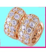 Gold Plated Women/girls white Cz Hoop Small Earrings -14mm - $13.99