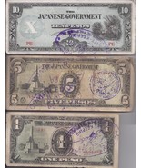 JAPANESE OCCUPATION PHILIPPINE Peso 10, 5, 1 Paper Money - €6,82 EUR