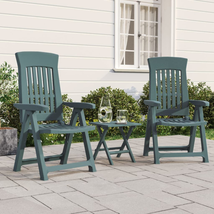Outdoor Garden Patio Balcony 2pcs Reclining Chairs Seats Green Anthracite Chair - £145.42 GBP+