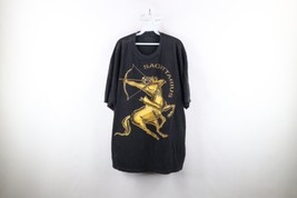 Vtg Streetwear Mens 3XL Faded Spell Out Sagittarius Zodiac Sign T-Shirt Black - $44.50