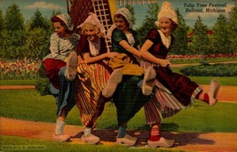 Holland Michigan Tulip Time Festival Clog Dancing Curt Teich Postcard 1941 BK41 - $7.92