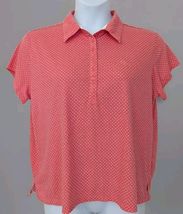 Rebecca Malone Polo Womens XL Pink White Polka Dot Collared Short Sleeve... - $13.85