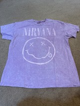 Nirvana Mens Shirt Sz XL Purple Short Sleeve Stretch Rock Band Graphic T... - $19.53
