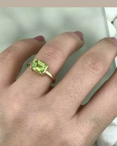 1 KT Finto Verde Smeraldo Fidanzamento Anello Solitario 14k Placcato Oro Giallo - £62.79 GBP