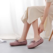 Top brand 100% Genuine Leather Thick Plush Women Flat Shoes New Fashion Women Mo - £53.26 GBP