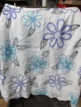 &quot;&quot;BLUE &amp; BLACK LARGE EMBROIDERED FLOWERS ON WHITE LINEN - SKIRT&quot;&quot; - SIZE 10 - $12.89