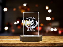 LED Base included | Unique 3D Engraved Crystal with Rock Music Concept Vector  - £31.45 GBP+