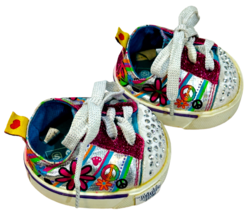 Build a Bear Shoes Skechers Sneakers Twinkle Toes Peace Signs Flower Pow... - £4.58 GBP