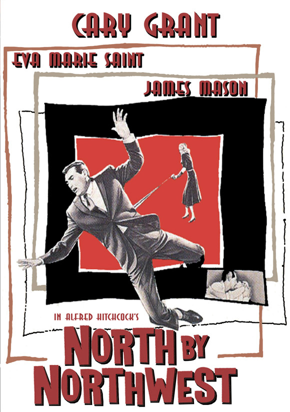 North By Northwest Movie Poster 27 x 40 in Cary Grant Alfred Hitchcock W... - $34.99