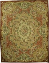 Gold Hand-Woven 8x10 Aubusson Design Dense Petit Point Rug - £569.71 GBP