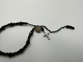 Vintage Black Bead Bracelet Rosary Adjustable Size - £13.85 GBP