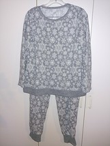 Nautica Ladies Super Soft Fleece Gray Snowflake PAJAMAS-M-POLYESTER/SPANDEXNWOT - £17.64 GBP