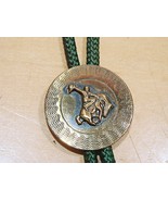 Vintage Western Bucking Bronco Bull Rider Bolo Tie Silver Tone Brass Tip... - £21.18 GBP