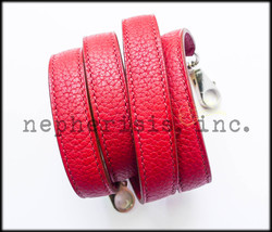 New Hermes Leather Shoulder Strap For Kelly Bolide Birkin Bag Rouge Garance Phw - £1,595.03 GBP