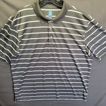 PGA Tour Mens Polo Golf T Shirt Size XXL Black White Gray Stripe Airflux - $14.27
