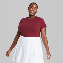 Wild Fable Women&#39;s Short Sleeve Cropped T-Shirt - Plus Size 1X 3X Berry - £3.18 GBP