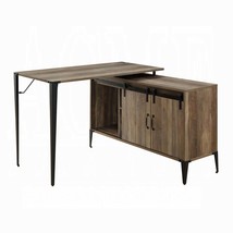 Rustic Oak Writing Desk w/ Sliding Barn Door - $226.99