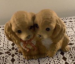 Homco Vintage 1988 Porcelain Dog Figurine Buff Cocker Spaniel Puppies 5 ... - £10.27 GBP