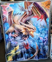Anne Stokes Dragon Clan Mythical Fantasy Blanket Throw Sherpa Back 50X60 - £34.90 GBP