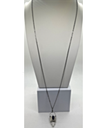 Etc! Silver Tone Crystal w/ Blue Stone Pendant Long Necklace 33&quot; - €9,27 EUR