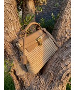 bandoulière sac en Raffia et cuir fait à la main, sac a clé très chic et... - $98.75