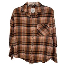 Billabong Orange Cotton Plaid Flannel Shirt Womens Size Medium - $14.00