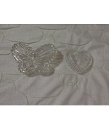 Vintage Clear Glass Covered BUTTERFLY HEART Trinket Jewelry Box, Candy Dish - $233.22 MXN+