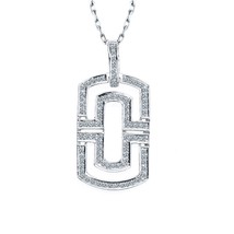 0.38 Karat Diamant Mini Hundemarke Anhänger Halskette 14k Weiss Gold 40.6cm - $1,707.01