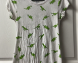 Wound Up Cap Sleeve T shirt  Juniors Size Medium 7-9 White Green Dinosau... - $8.32
