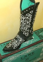 Gorgeous New! Lane WIllow boot Black with white embroidery and CRYSTALS!! - $355.00